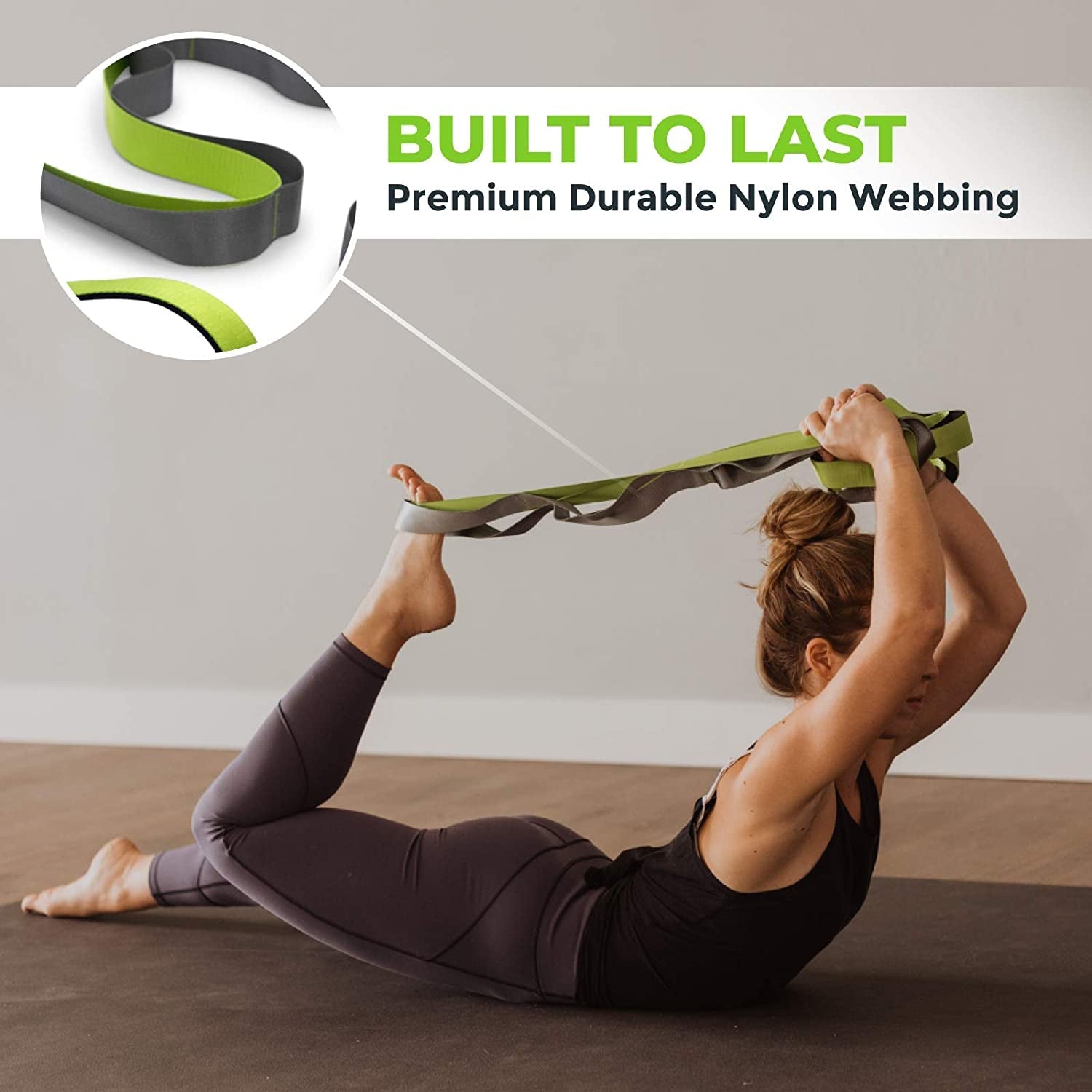 Stretching Strap for Physical Therapy, 12 Multi-Loop Stretch Strap 1.5" W X 8' L, Neoprene Handles, Physical Therapy Equipment, Yoga Straps for Stretching, Leg Stretcher. - PrimeWell