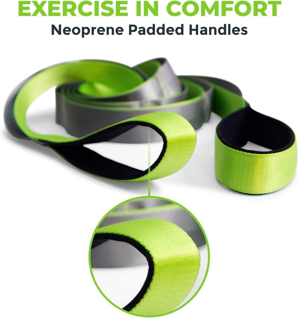 Stretching Strap for Physical Therapy, 12 Multi-Loop Stretch Strap 1.5" W X 8' L, Neoprene Handles, Physical Therapy Equipment, Yoga Straps for Stretching, Leg Stretcher. - PrimeWell