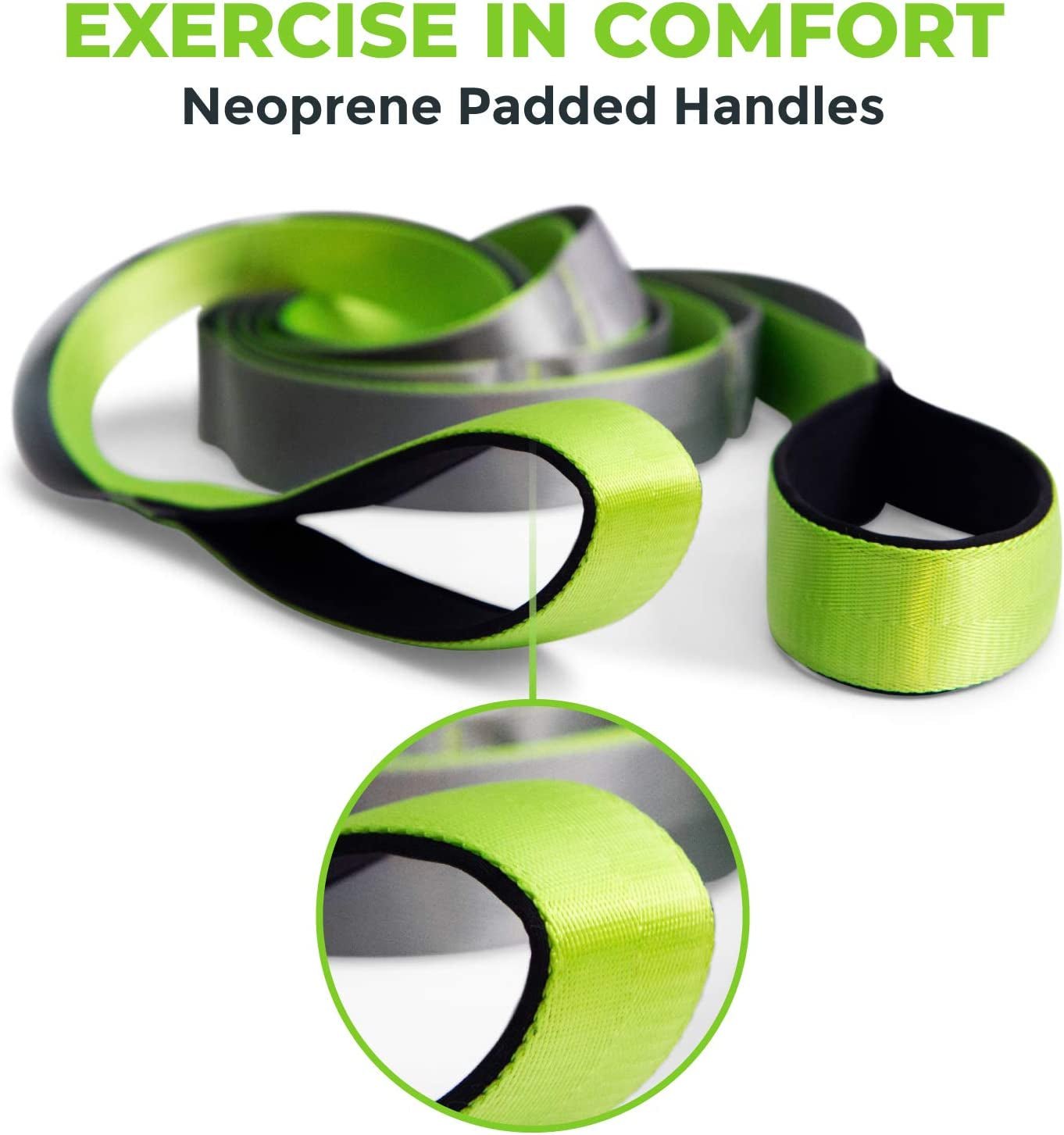 Stretching Strap for Physical Therapy, 12 Multi-Loop Stretch Strap 1.5" W X 8' L, Neoprene Handles, Physical Therapy Equipment, Yoga Straps for Stretching, Leg Stretcher. - PrimeWell