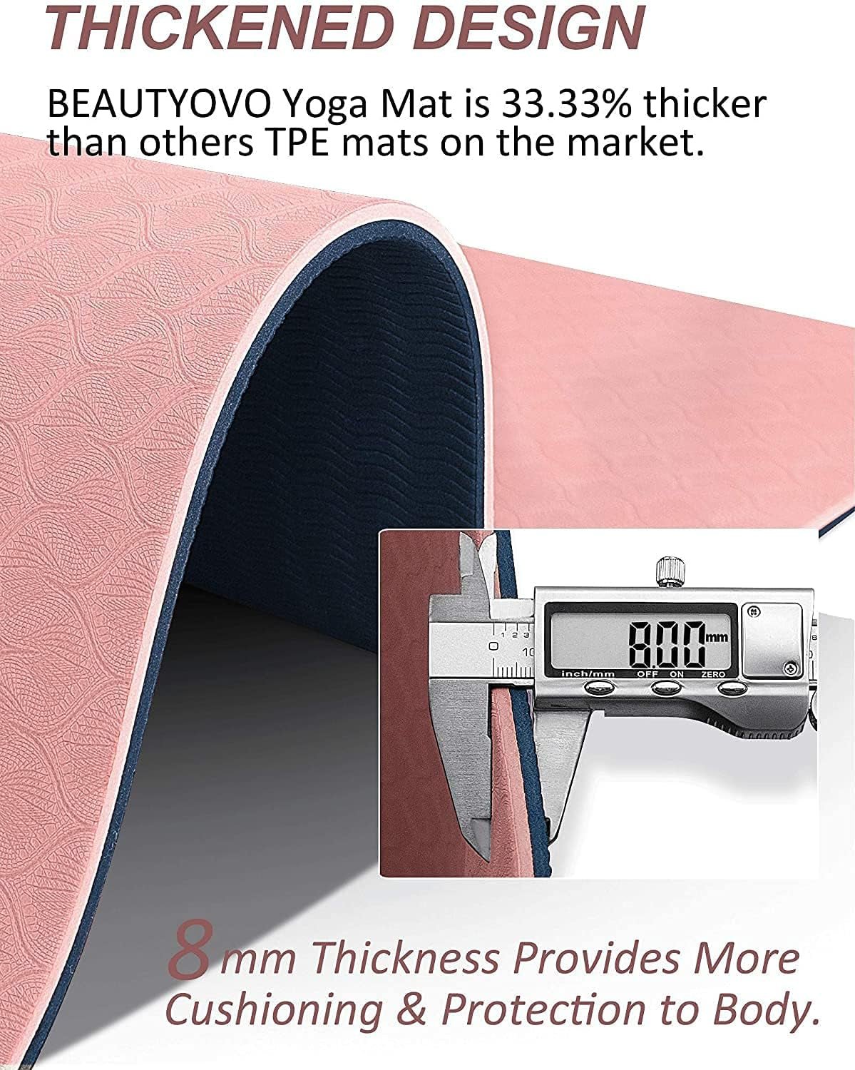 Yoga Mat with Strap, 1/3 Inch Extra Thick Yoga Mat Double-Sided Non Slip, Professional TPE Yoga Mats for Women Men, Workout Mat for Yoga, Pilates and Floor Exercises - PrimeWell