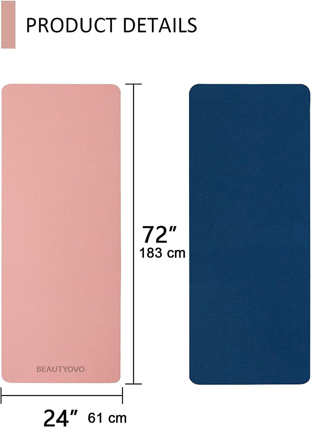 Yoga Mat with Strap, 1/3 Inch Extra Thick Yoga Mat Double-Sided Non Slip, Professional TPE Yoga Mats for Women Men, Workout Mat for Yoga, Pilates and Floor Exercises - PrimeWell