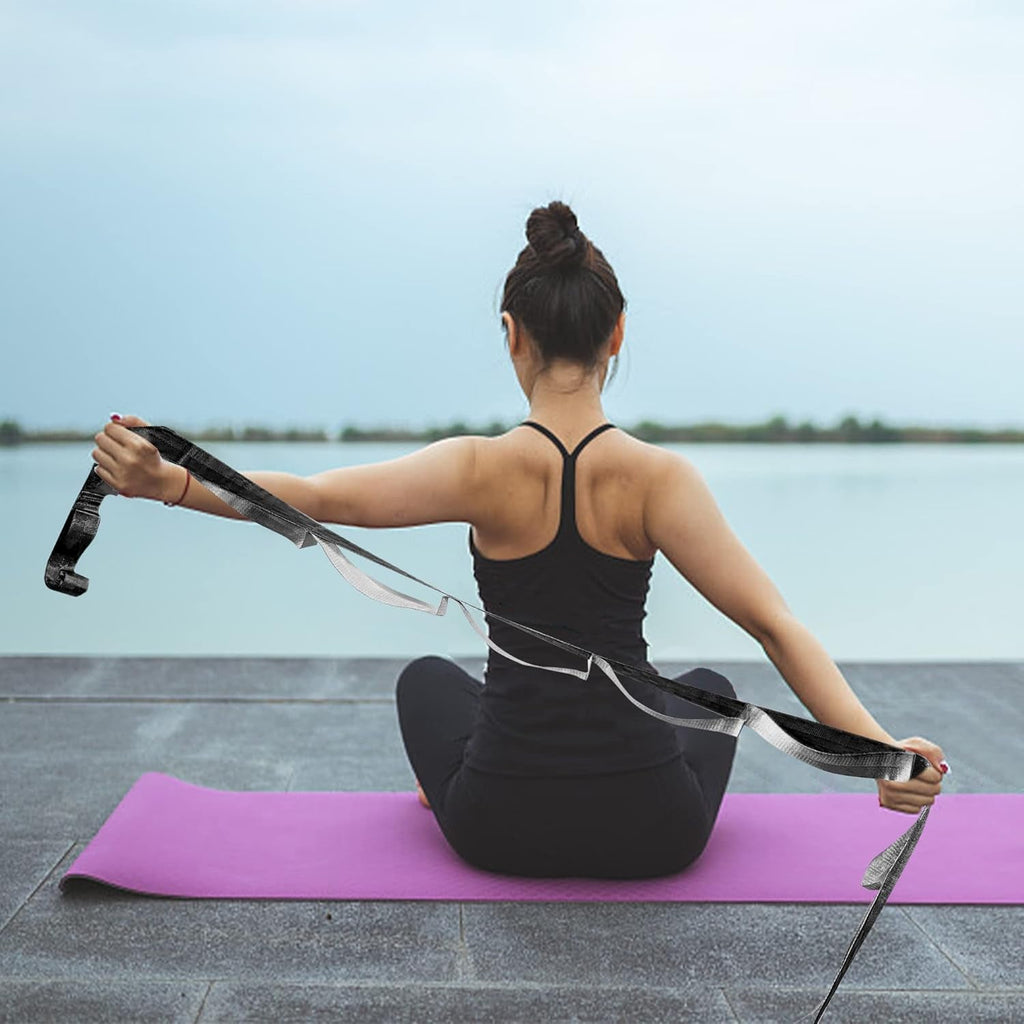 Yoga Straps Stretching Strap with 12 Loops Workout Poster, Straps for Stretching Physical Therapy Equipment Long Stretch Out Bands for Exercise, Pilates and Gymnastics for Women Men - PrimeWell