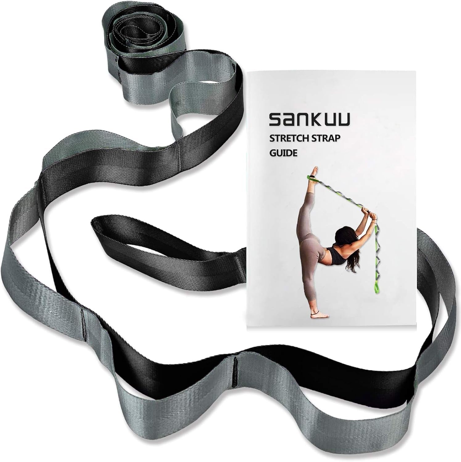 Yoga Straps Stretching Strap with 12 Loops Workout Poster, Straps for Stretching Physical Therapy Equipment Long Stretch Out Bands for Exercise, Pilates and Gymnastics for Women Men - PrimeWell