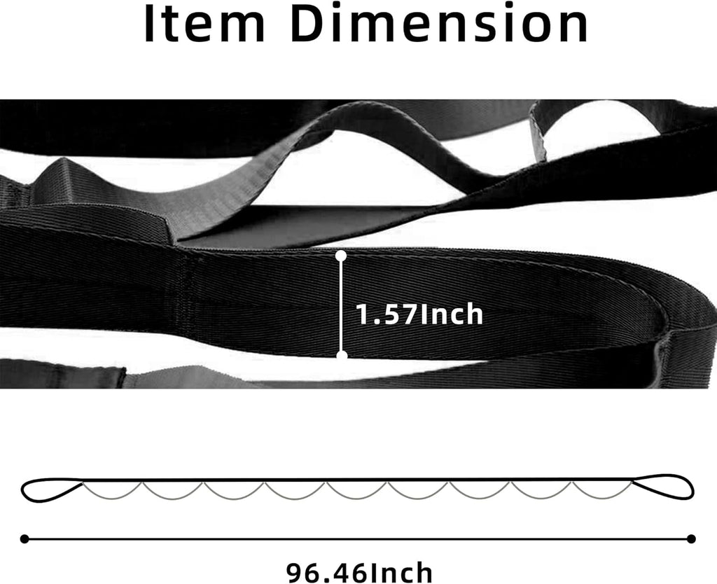 Yoga Straps Stretching Strap with 12 Loops Workout Poster, Straps for Stretching Physical Therapy Equipment Long Stretch Out Bands for Exercise, Pilates and Gymnastics for Women Men - PrimeWell